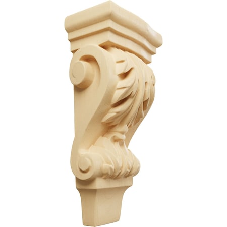 3W X 1 3/4D X 6H Extra Small Acanthus Pilaster Wood Corbel, Maple